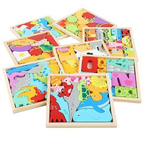 Wooden Educational Matching Stacking Baby Puzzle Board Toy Gift