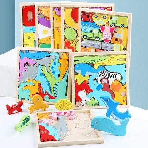 Wooden Educational Matching Stacking Baby Puzzle Board Toy Gift