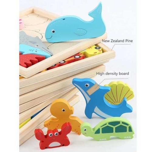 Wooden Educational Matching Stacking Baby Puzzle Board Toy Gift