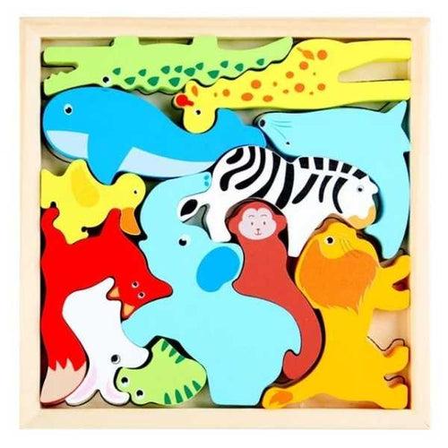 Wooden Educational Matching Stacking Baby Puzzle Board Toy Gift