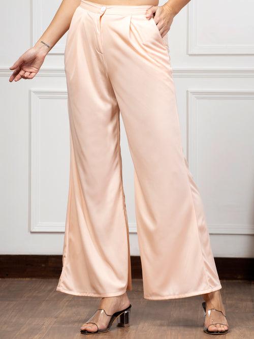 Women Pink Korean Style Flare Trouser