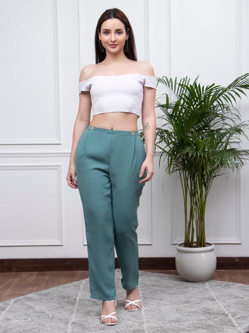 Blue High Waist Trouser