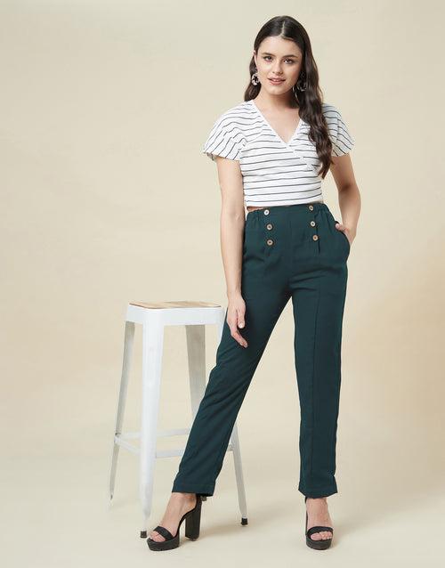 Green High Rise Sailor Trouser