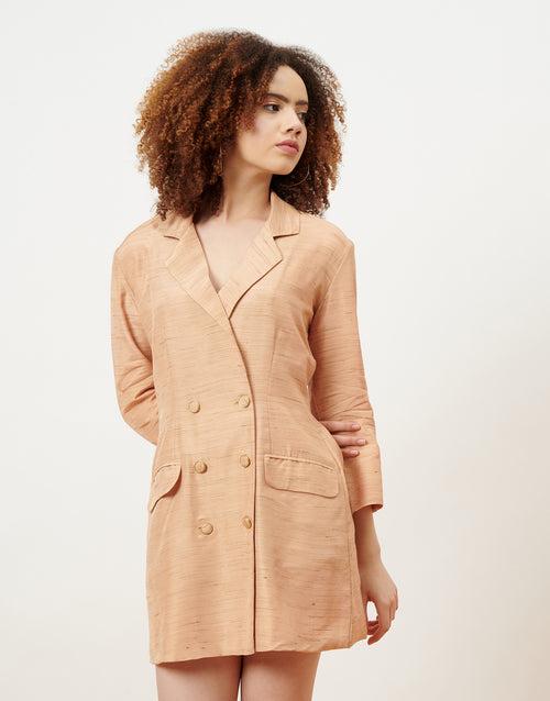 Pale Brown Blazer Mini Dress