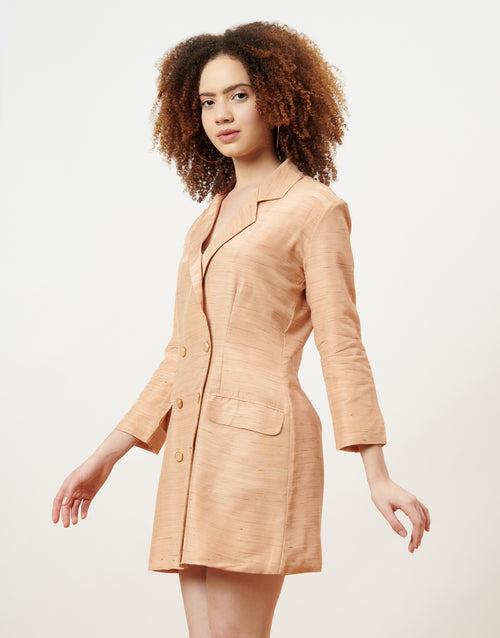 Pale Brown Blazer Mini Dress