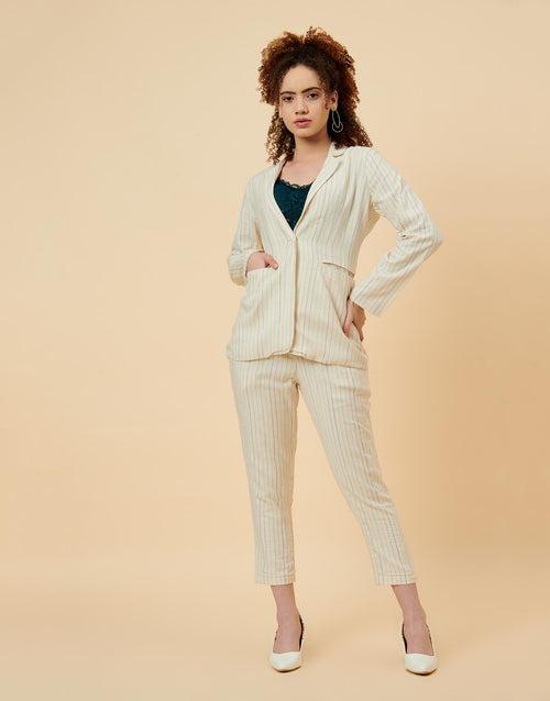 Linen off-white Pinstripe Blazer