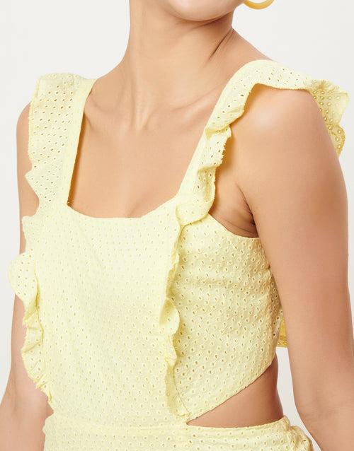 Yellow Lace Mini Dress