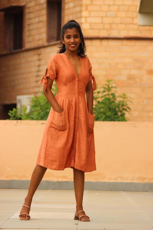 Orange Midi Dress