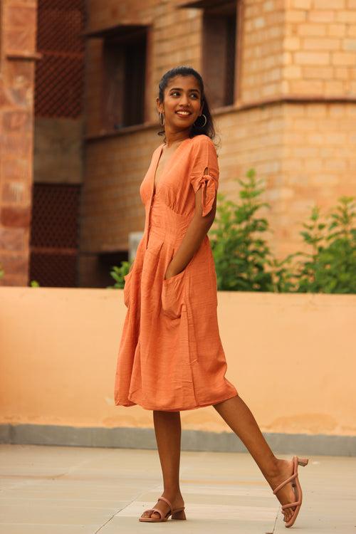 Orange Midi Dress