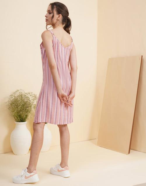 Pink Stripe Slip Dress