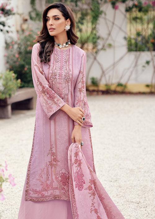 Lilac kurta set with hand work