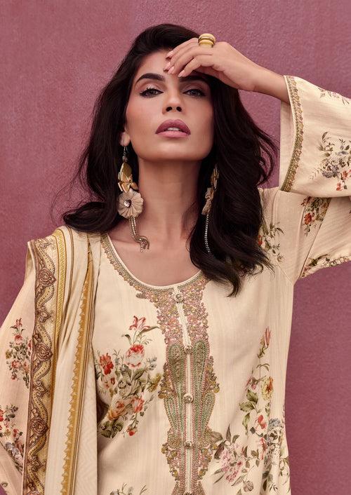 Desert ivory kurta set with embroidery