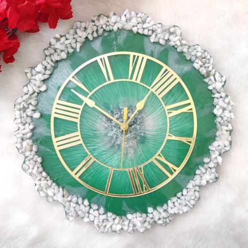 Bottle Green Geode Wall Clock