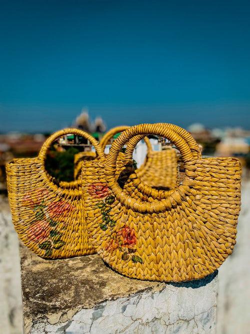 Small U Shaped Kouna Bag With Rose Print