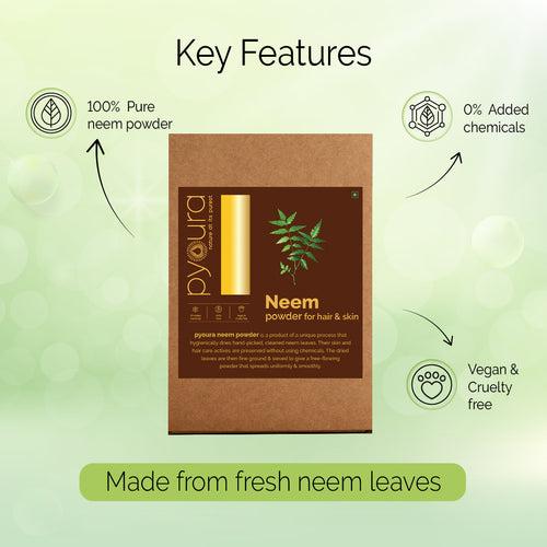 Neem Powder, For a clear skin and healthy hair, Made from hygienically dried fresh neem leaves