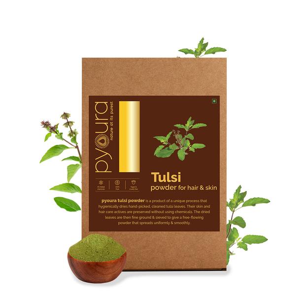 Tulsi Powder, For a youthful skin and healthy hair, Made from hygienically dried fresh tulsi leaves without sun drying or adding chemicals