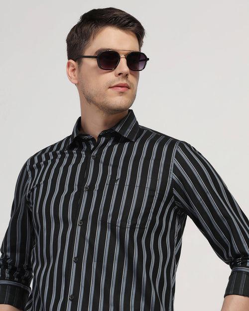 Casual Black Stripe Shirt - Vegas