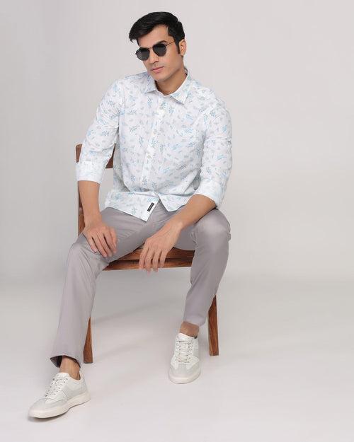 Linen Casual Blue Printed Shirt - Martin