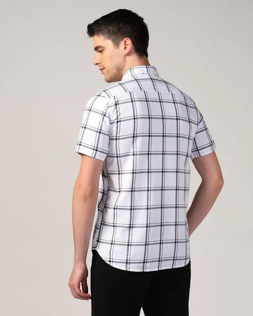 Casual Half Sleeve White Check Shirt - Kevin