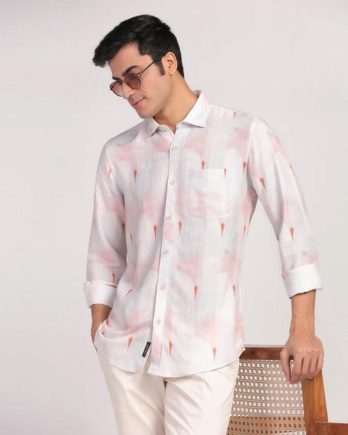 Linen Casual Lilac Printed Shirt - Shadow