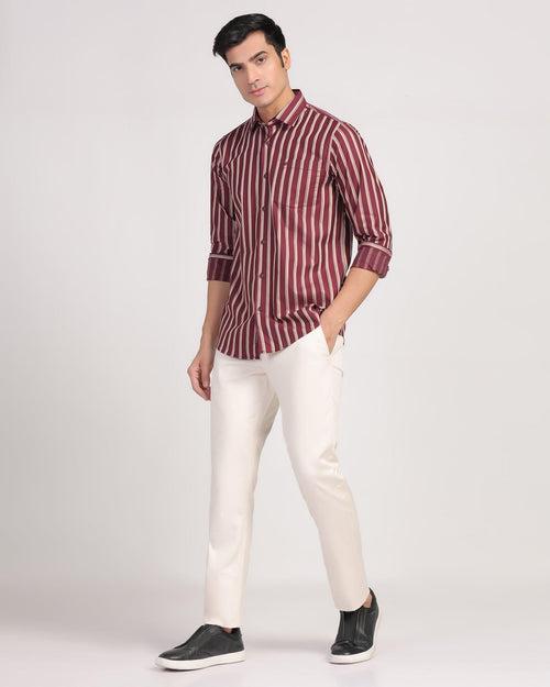 Casual Maroon Stripe Shirt - Vegas