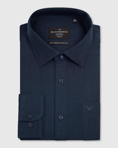 Casual Navy Solid Shirt - Lang