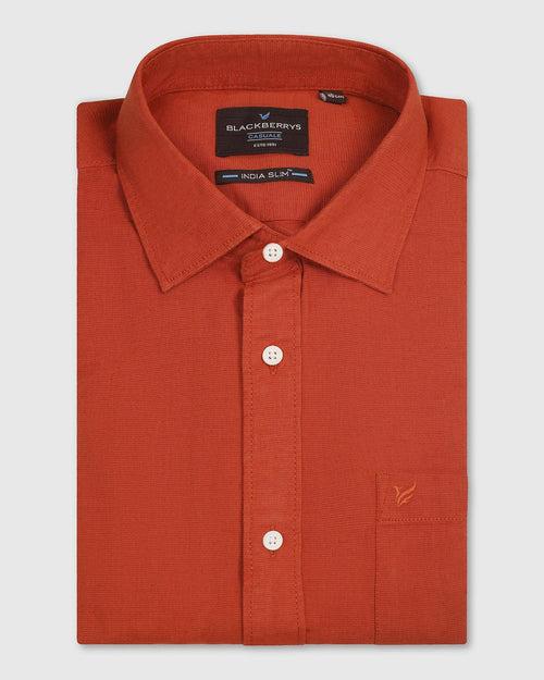 Casual Rust Solid Shirt - Lang