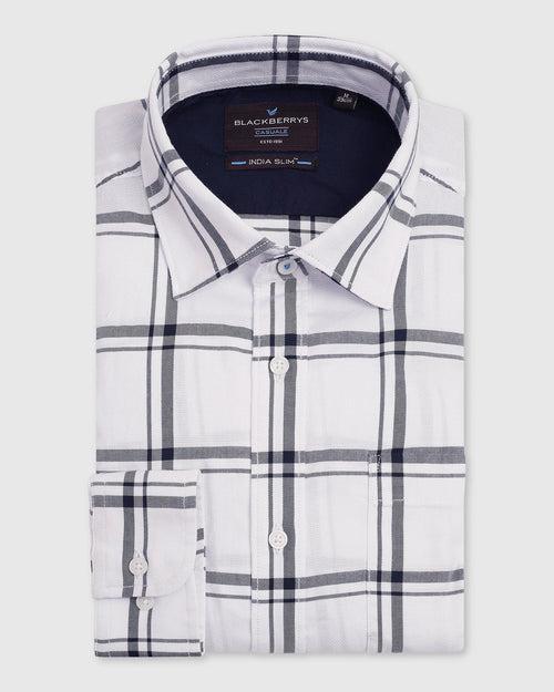 Casual White Check Shirt - Kevin