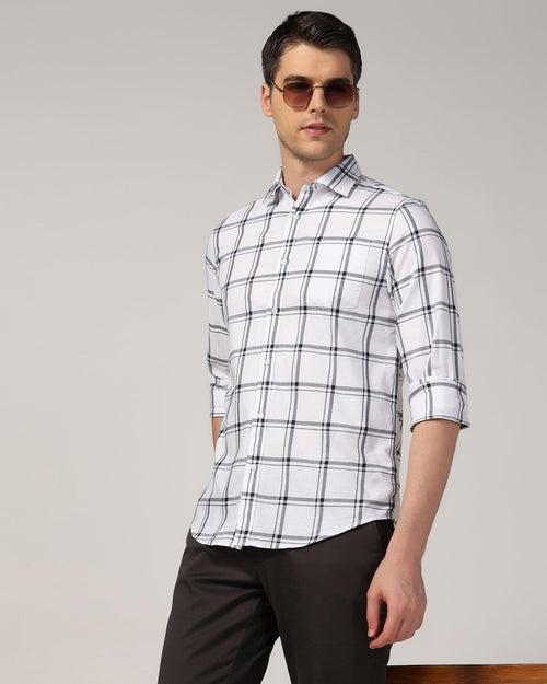 Casual White Check Shirt - Kevin