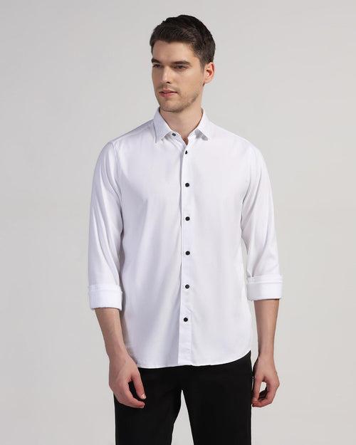 Casual White Solid Shirt - Sula