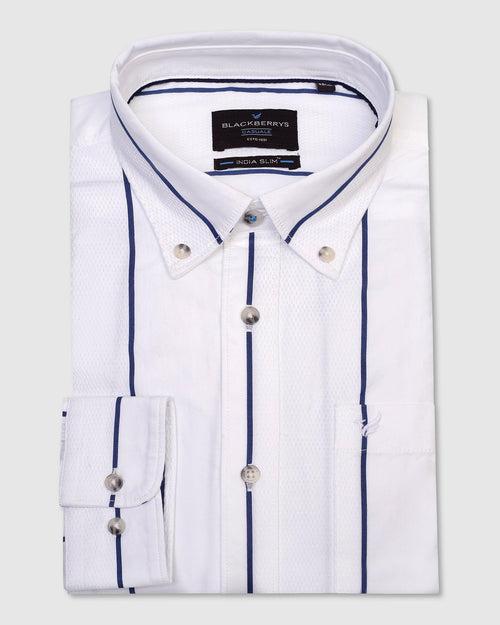 Casual White Stripe Shirt - Dustin