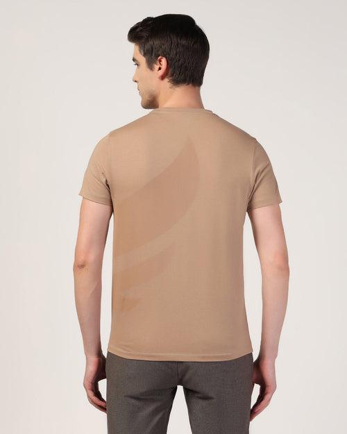 Crew Neck Brown Printed T-Shirt - Terrain
