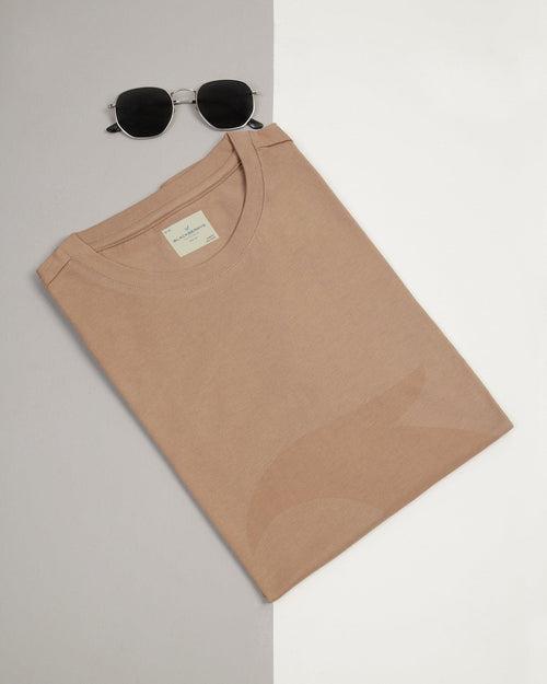 Crew Neck Brown Printed T-Shirt - Terrain