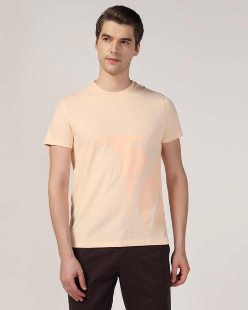Crew Neck Peach Printed T-Shirt - Terrain