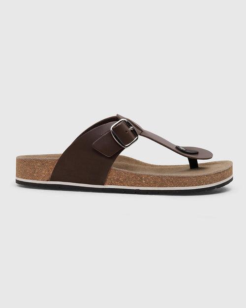 Leather Brown Solid Open Sandals - Sarmik