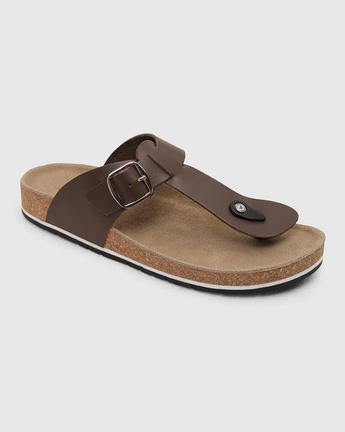 Leather Brown Solid Open Sandals - Sarmik