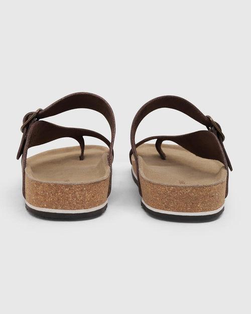 Leather Brown Solid Open Sandals - Shophie