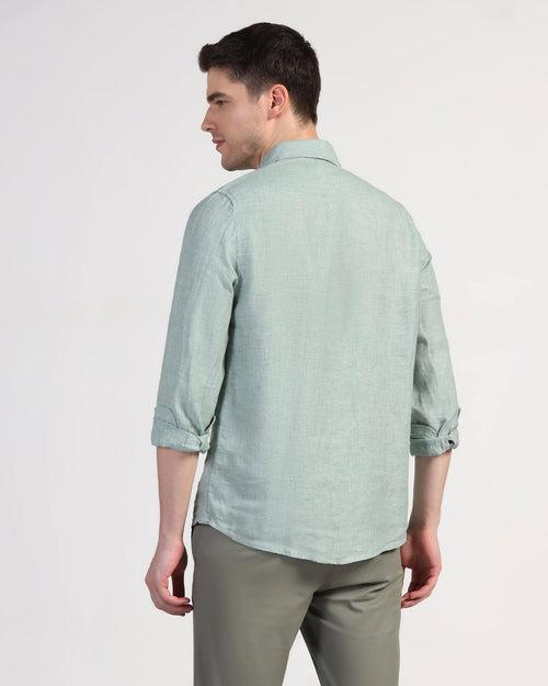Linen Casual Green Solid Shirt - Stefan