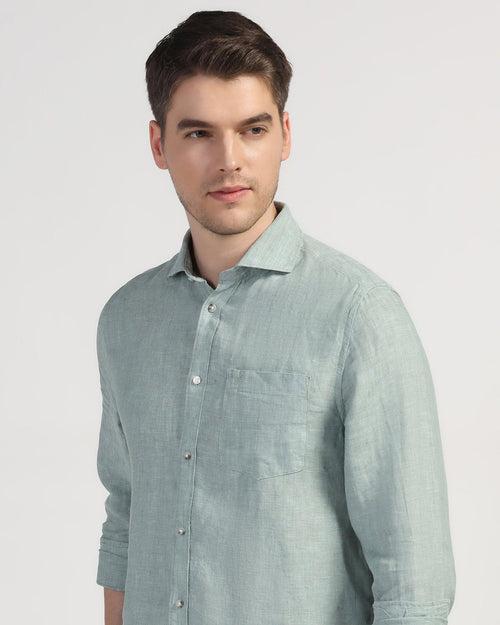 Linen Casual Green Solid Shirt - Stefan