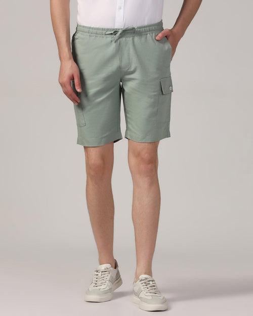 Linen Casual Green Solid Shorts - Kin