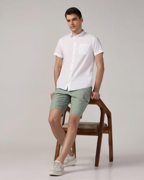 Linen Casual Green Solid Shorts - Kin