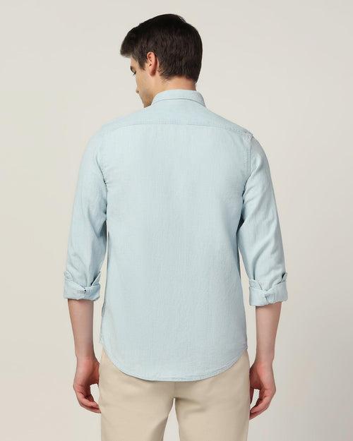 Linen Casual Light Indigo Solid Shirt - Laurent