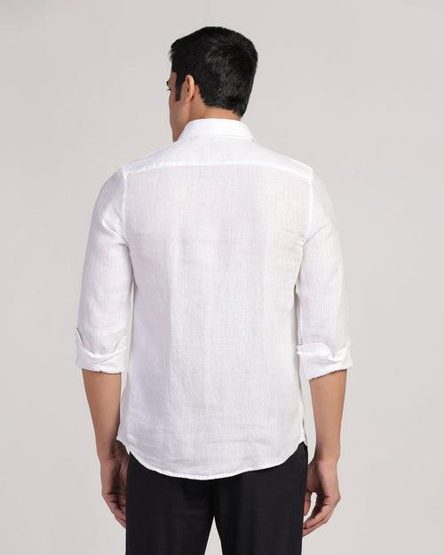 Linen Casual White Solid Shirt - Stefan