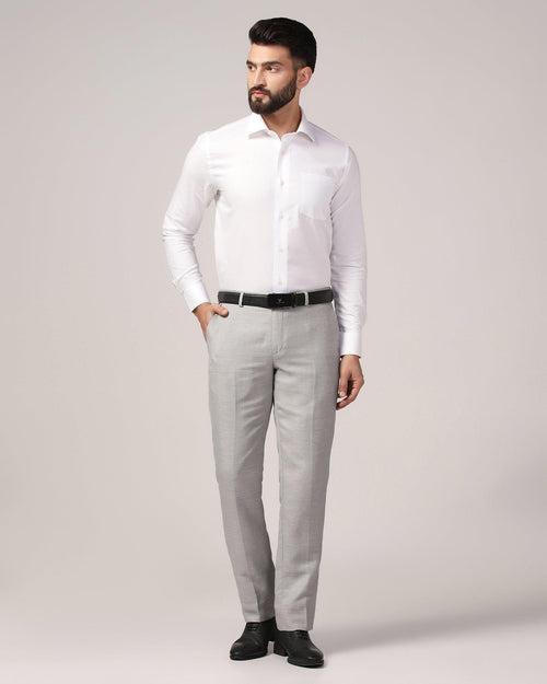 Linen Slim Comfort B-95 Formal Grey Textured Trouser - Commando