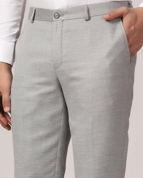 Linen Slim Comfort B-95 Formal Grey Textured Trouser - Commando