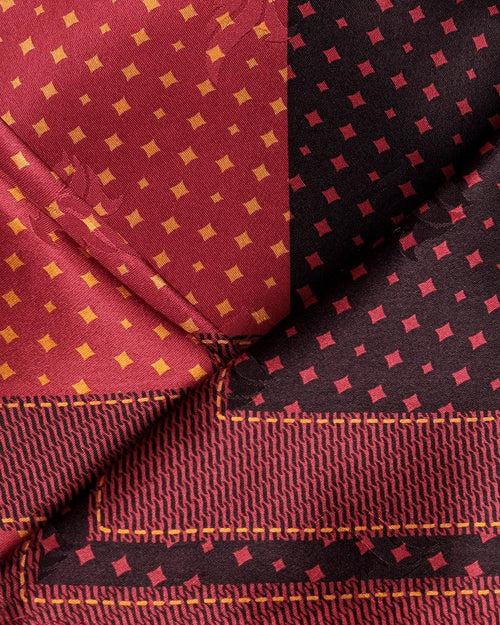 Silk Red Brown Printed Pocket Square - Toyon