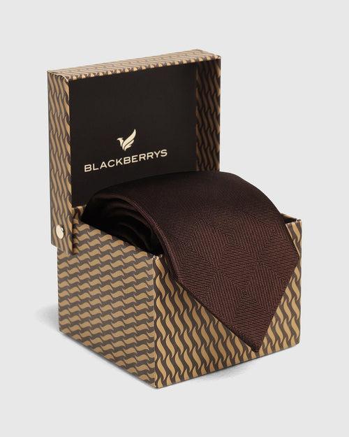 Silk Dark Brown Printed Tie - Ulana