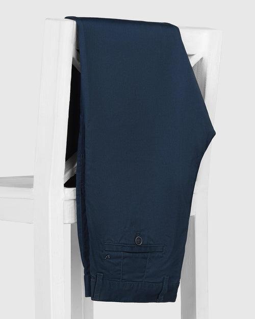 Slim Comfort B-95 Casual Ink Blue Textured Khakis - Tegan