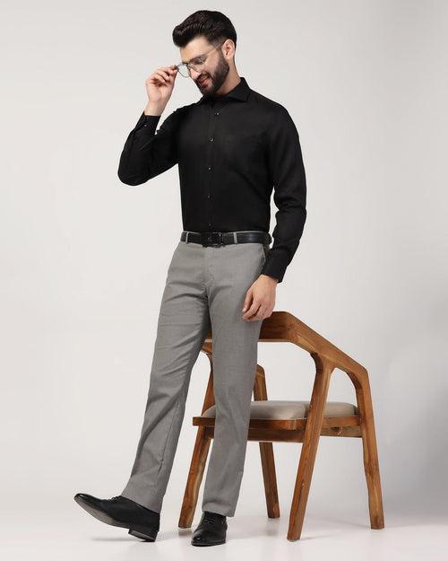 Slim Comfort B-95 Formal Grey Textured Trouser - Misco