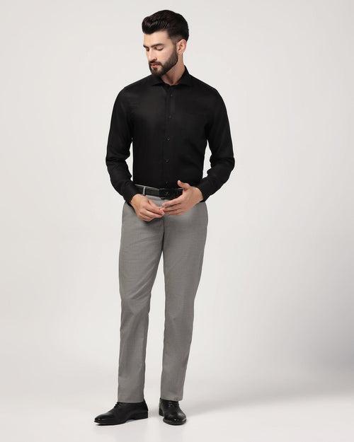 Slim Comfort B-95 Formal Grey Textured Trouser - Misco